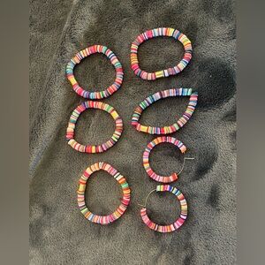Multicolor Bead Disc Bracelet and Hoop Earring Set - Women Jewelry